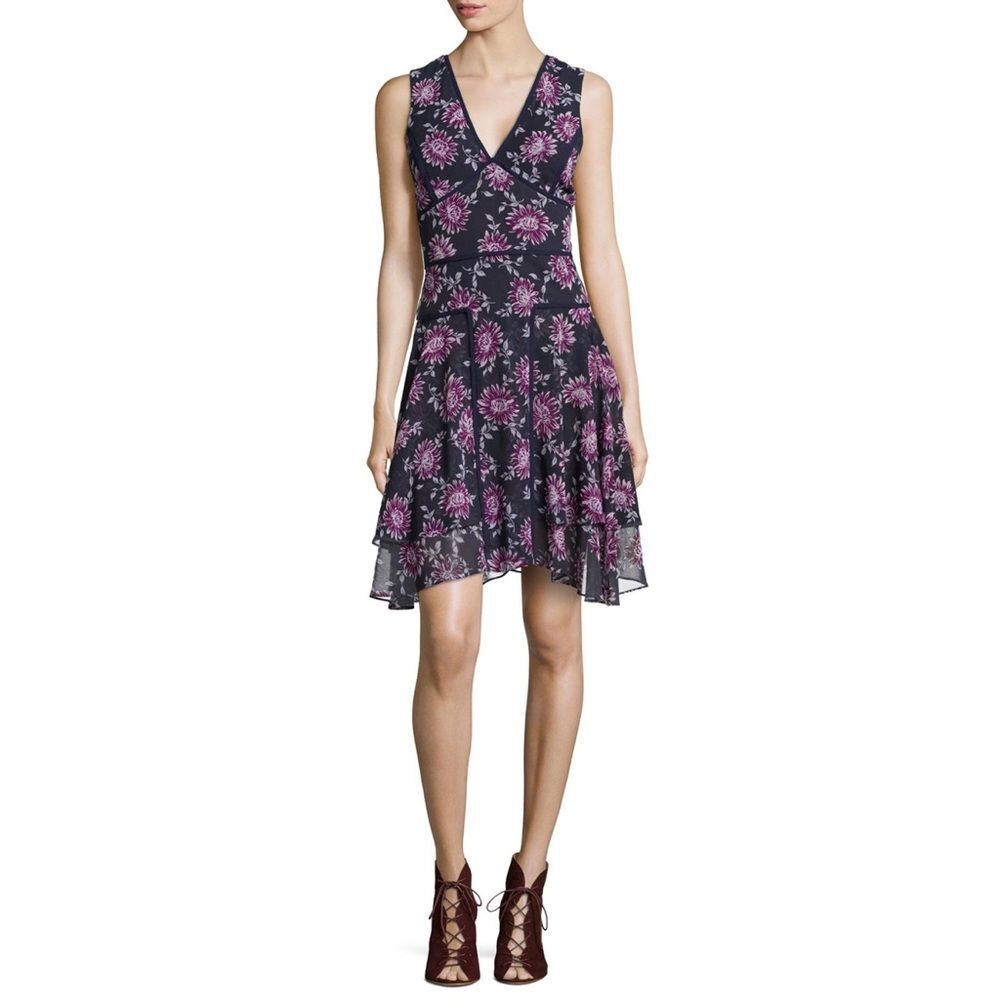 ZAC ZAC POSEN floral print v neck dress